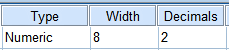 numeric width