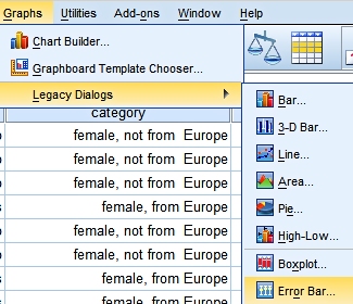error bar from graphs menu